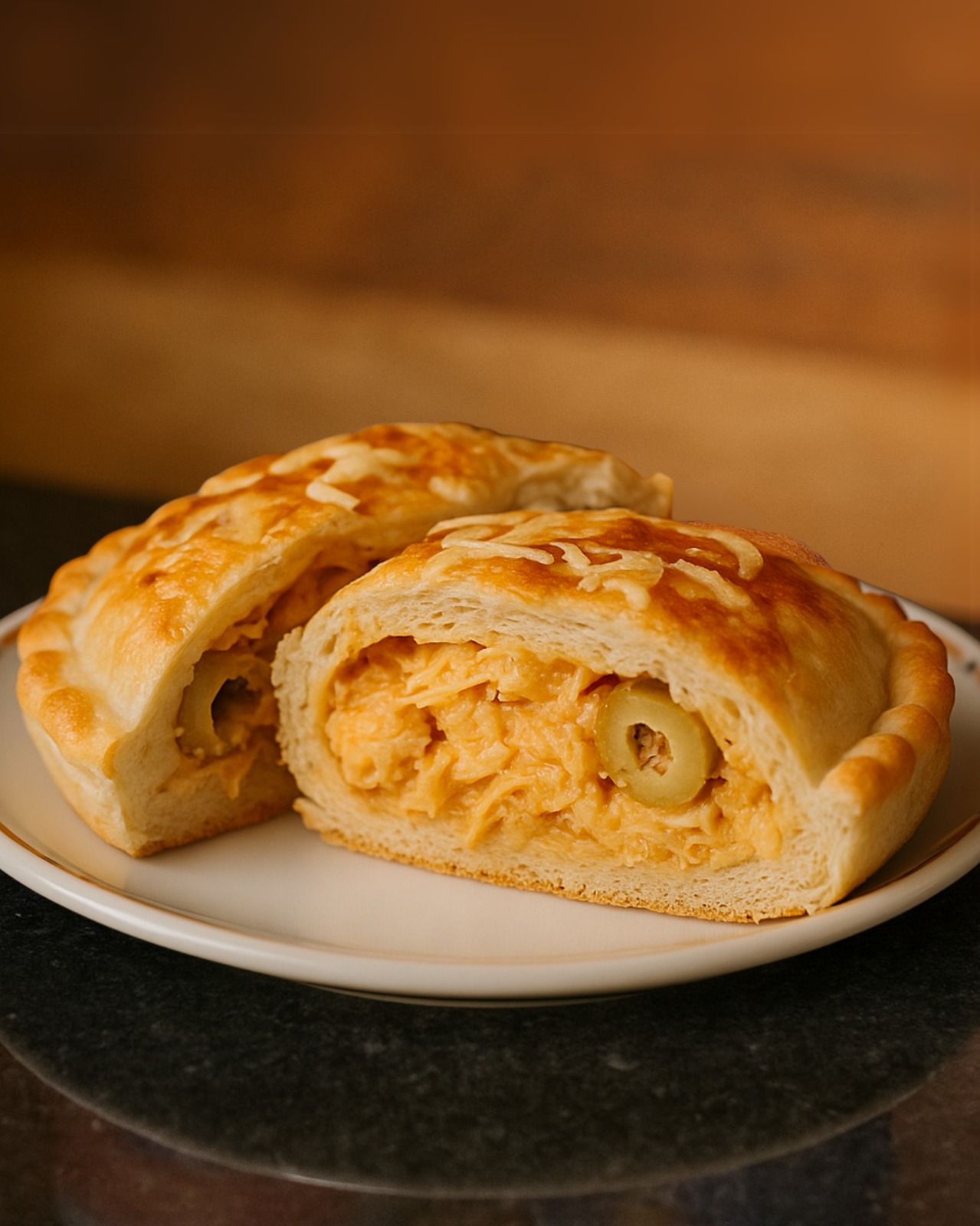 Calzone de frango ou calzone de calabresa.