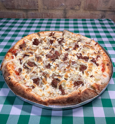 Pizza no forno á lenha