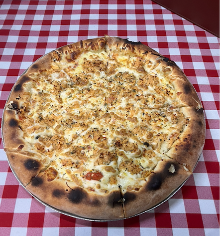 Pizza no forno á lenha